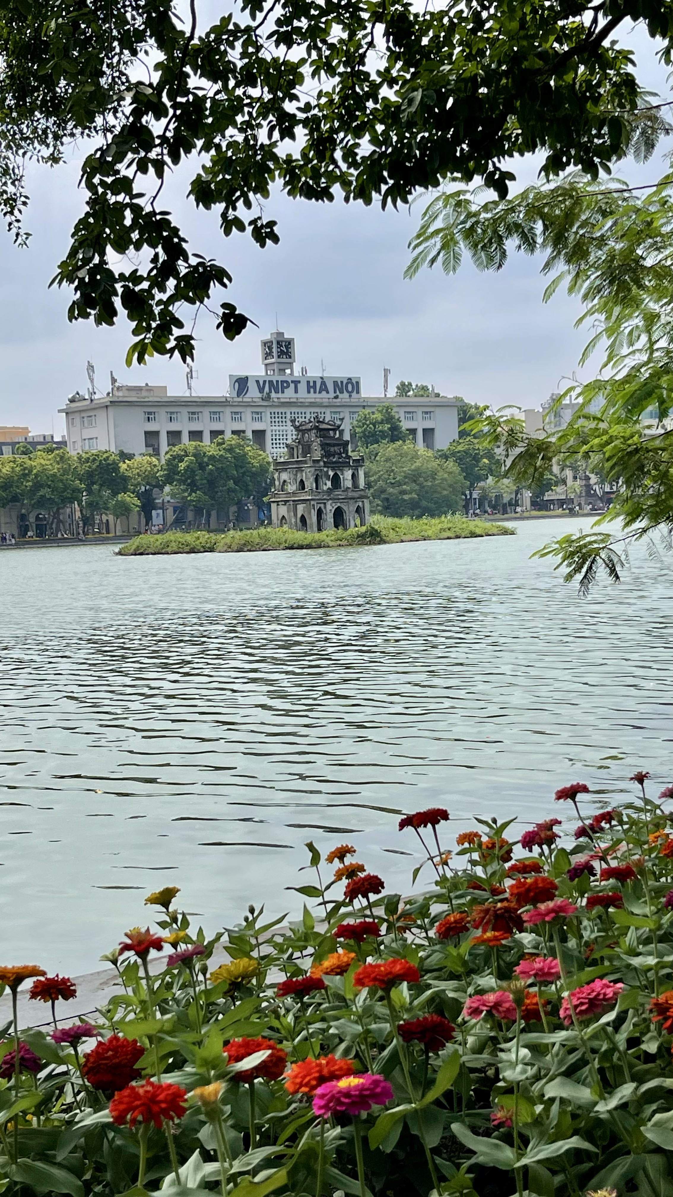 Hoàn Kiếm Lake photographed from above in Hanoi.