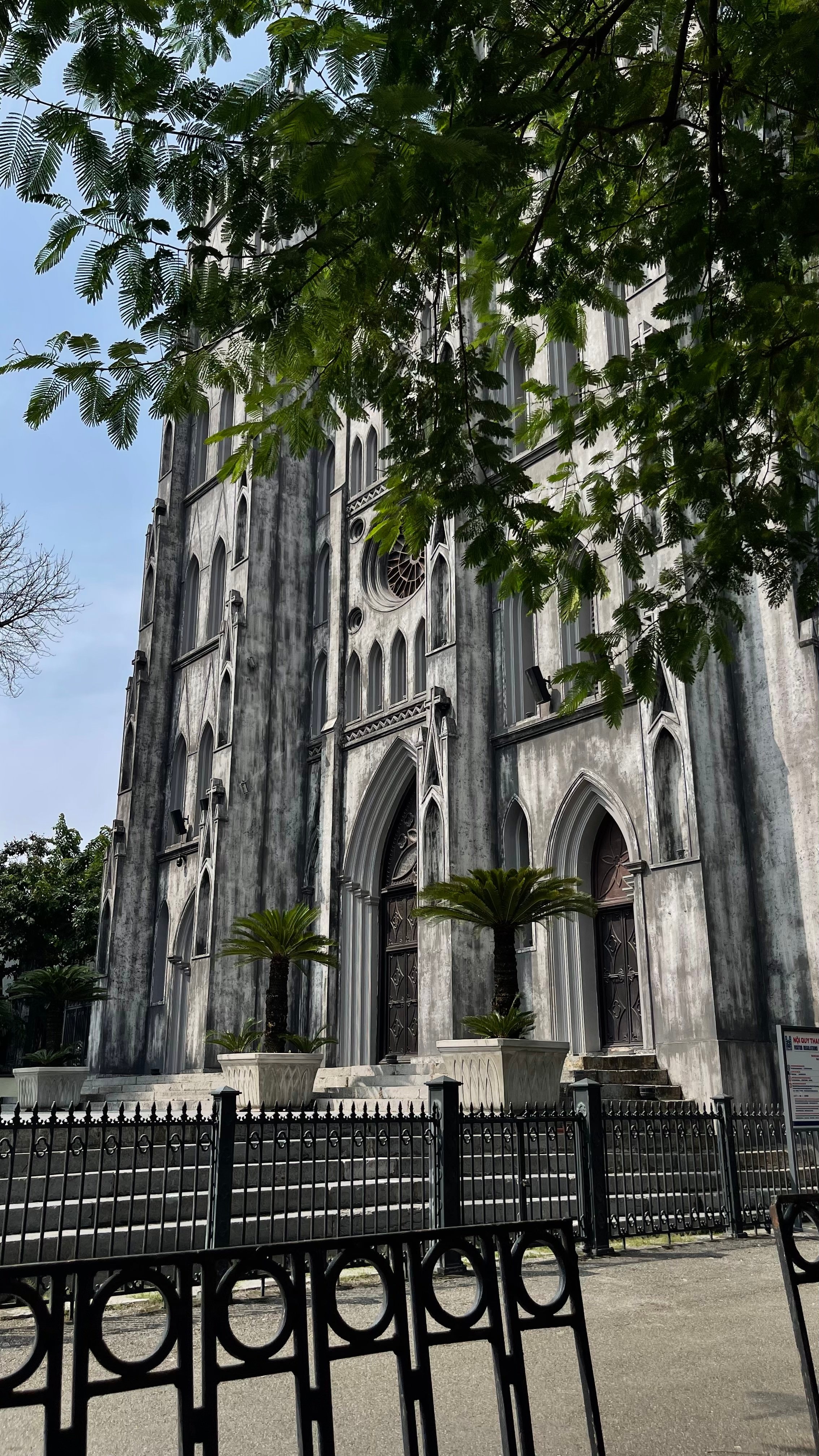 St. Joseph's Cathedral in Hanoi, photographed from the street.